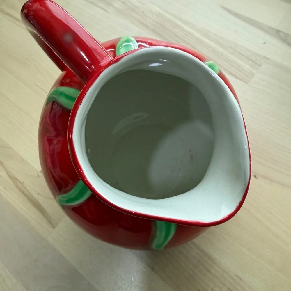 Vintage 50s The Pantry Parade Red Tomato Tilt Ball Pitcher‎ Jug